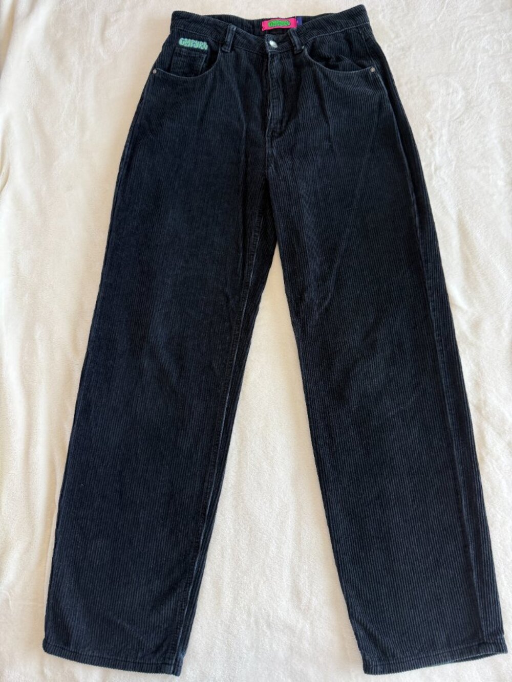 Empyre Black Corduroy Pants Size 1 Relaxed Straight Leg Skater Y2K